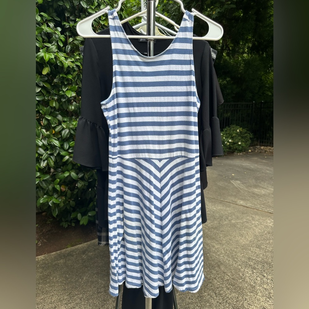 Old Navy Blue and White Striped Sleeveless Dress